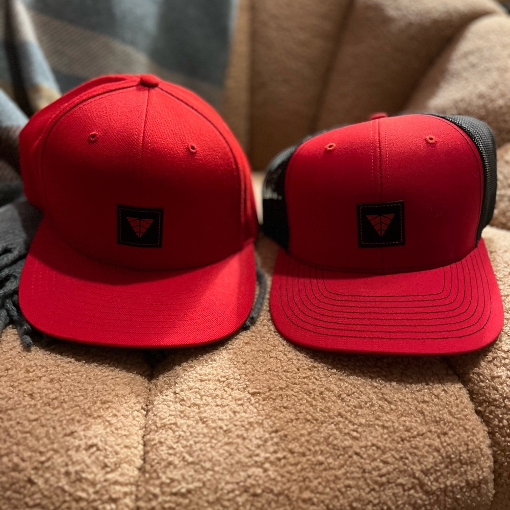 Two Velvet hats red & black